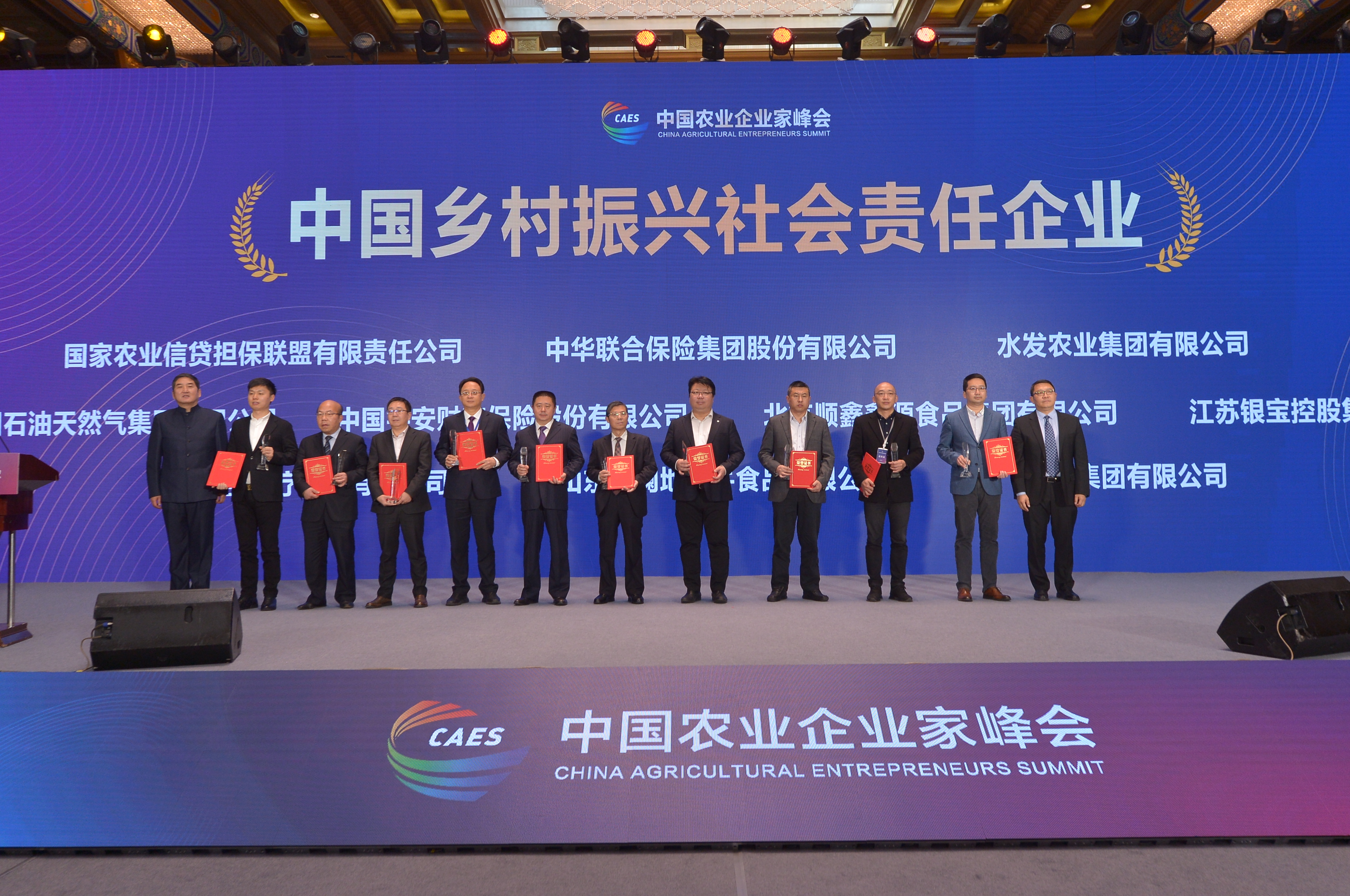 2020中国乡村振兴社会责任企业代表上台领取荣誉证书