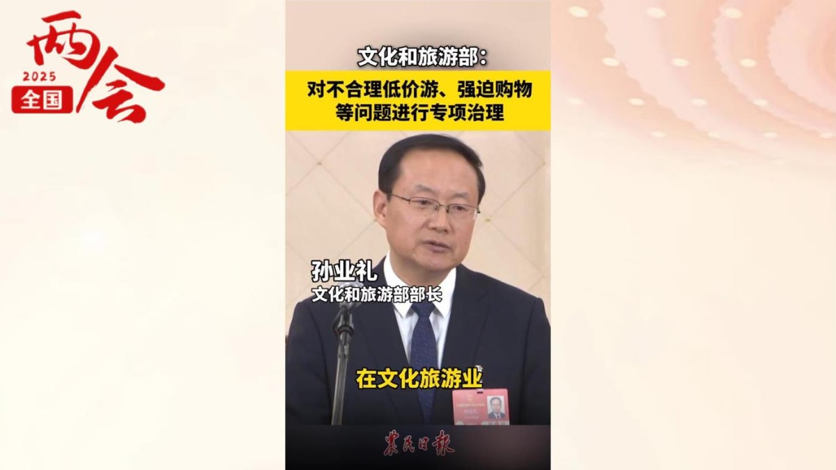 文化和旅游部：对不合理低价游、强迫购物等问题进行专项治理